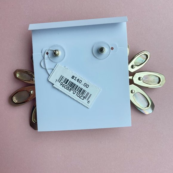 NWT Kendra Scott Ashlyn Mother Of Pearl Earrings Iridescent Brown + 14K Gold plt - Picture 5 of 9